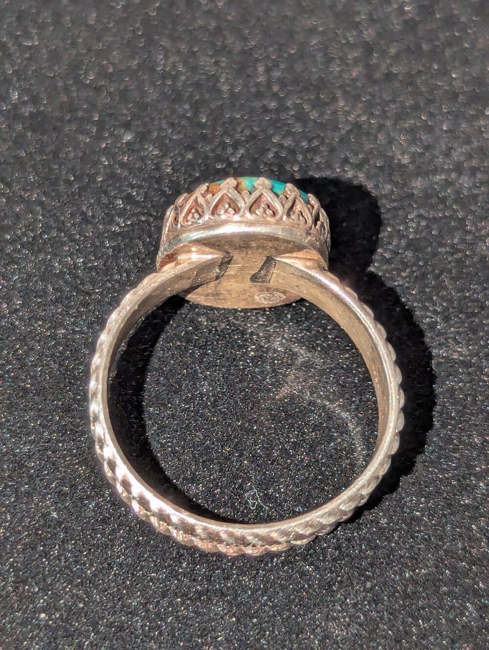 Vintage Southwestern Sterling Silver Matrix Turquoise Ring - Handcrafted Size 10 - Picture 5 of 7